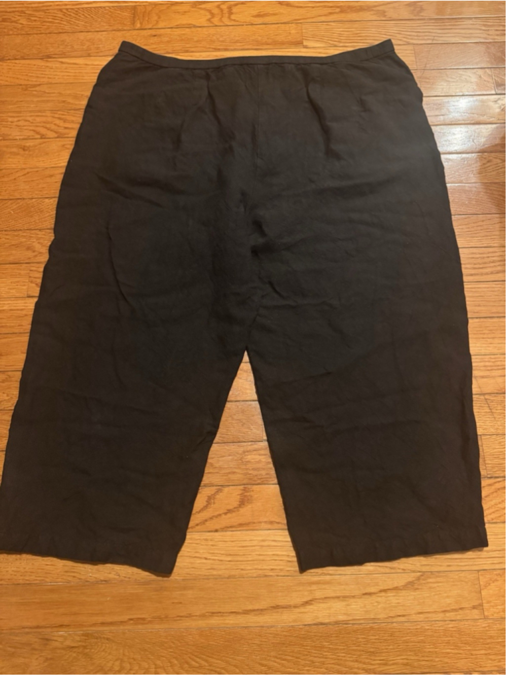 Eileen Fisher Black Linen Rayon Crop Pant Womens 1X Wide Leg Cropped Zip Closure - Picture 6 of 11